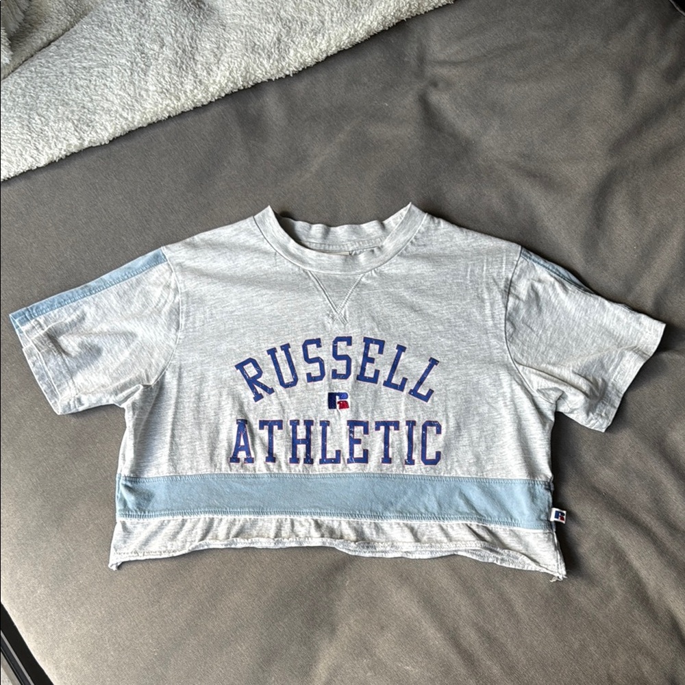Russell Athletic Gray and Blue Crop Top
